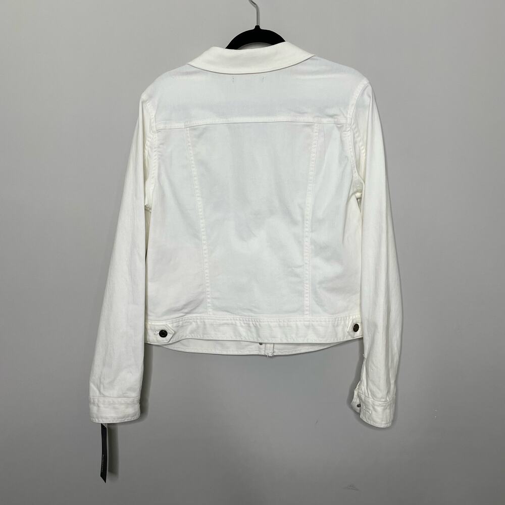 Relativity Denim Jean Jacket Button Down Long Sleeve Breast Pockets White L NWT - Picture 2 of 10